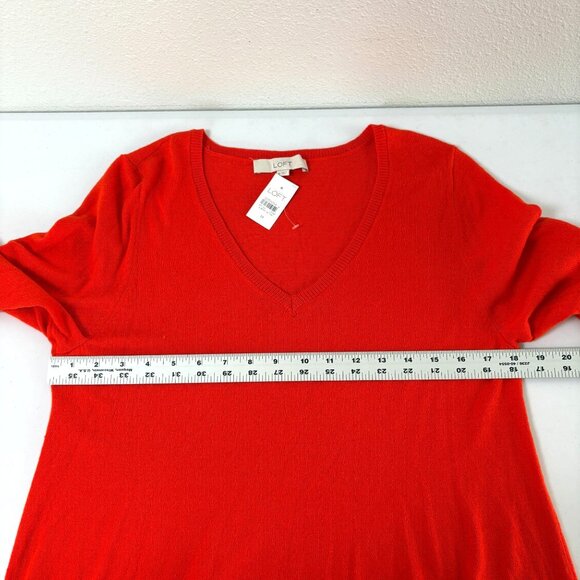 Ann Taylor Loft A Line Sweater Dress Size M Orange V Neck 3/4 Sleeve NWT - Picture 8 of 10